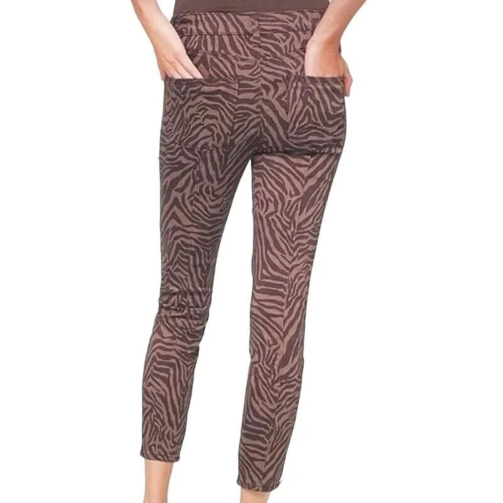 NEW White House Black Market 2/26 Skinny Crop Brown Zebra Animal Print Pants